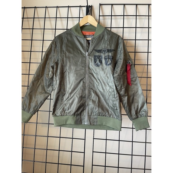 Brooklyn Cloth Youth Bomber‎ Jacket Olive Green/Orange Size Large Youth - Picture 1 of 9